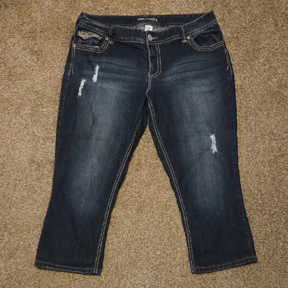 Women's Dark Blue Crop Jeans